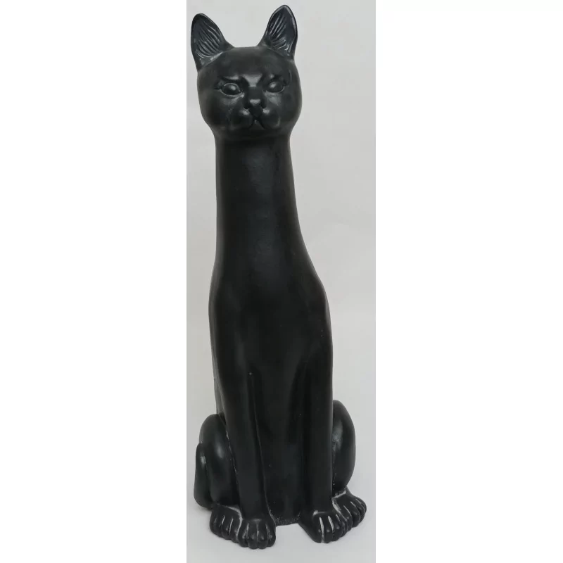 Statue grand chat noir assis - 1