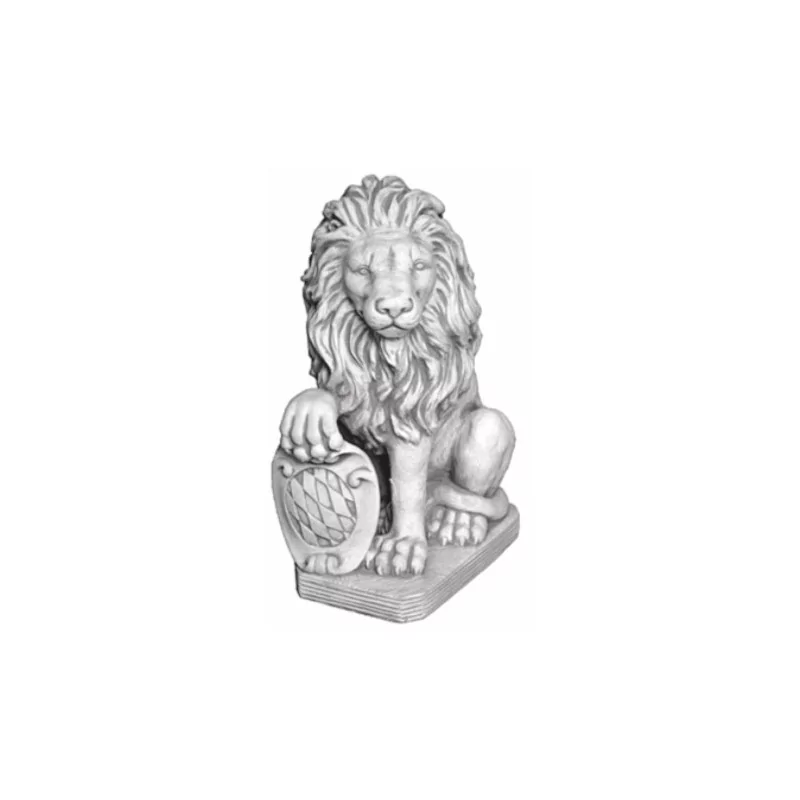 Statue lion au bouclier -957- - 1